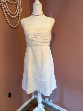 Banana Republic White Sleeveless Pleated Bodice Mini Dress